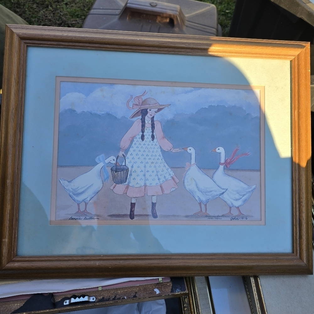 Bonnie Butler Vintage Girl And Goose limited/sign Print 1693/4500